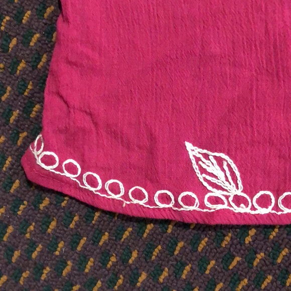 Boho red cotton embroidered cami top - Picture 4 of 14